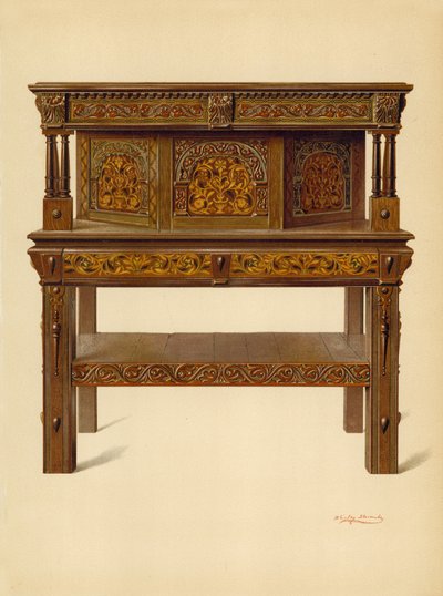 Eiken Staande Buffet, eigendom van Edward Quilter door Shirley Charles Llewellyn Slocombe